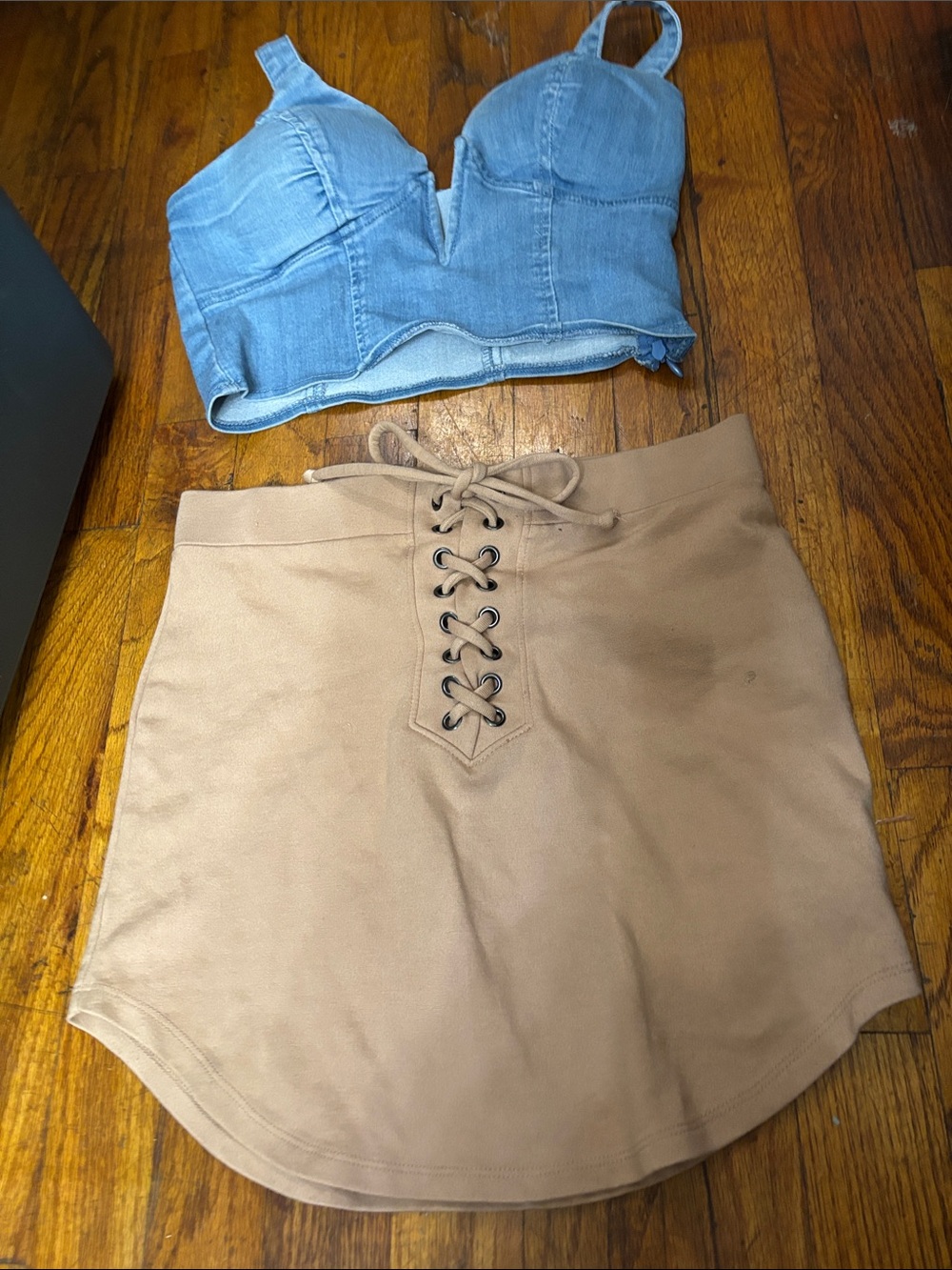 Forever 21 Tan Lace-Up Mini Skirt